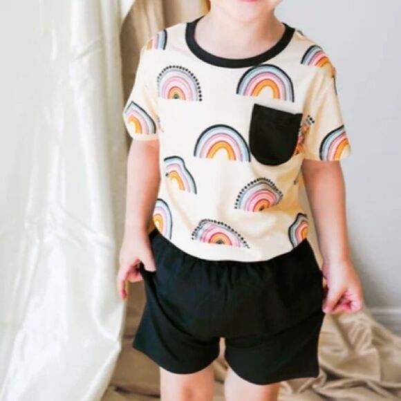 Birdie Bean Theo Tee-Shirt Set‎ Blk shorts Multi Tee SZ 6T NWT IN PACKAGING - Picture 2 of 5